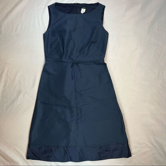 J Crew Silk Navy Blue A-Line Sleeveless Dress 4 - Picture 1 of 6